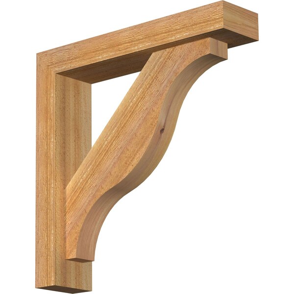 Ekena Millwork Funston Block Rough Sawn Bracket w/ Offset Brace, Western Red Cedar, 4"W x 18"D x 18"H BKT0402X18X18FST05RWR - main